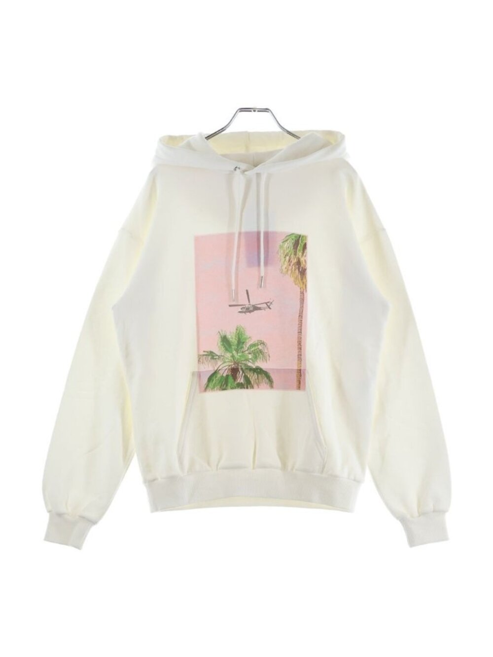 Celine Palm Tree Printed Pullover Hoodie Print White